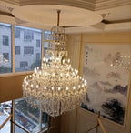 Oversized Luxury Traditional Gold/Chrome Candle Branch Crystal Chandelier for 2 - story/Duplex Buildings - D59.1"*H92.3"ChromeWarm LightManorlights