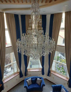 Oversized Luxury Traditional Gold/Chrome Candle Branch Crystal Chandelier for 2 - story/Duplex Buildings - D59.1"*H92.3"ChromeWarm LightManorlights
