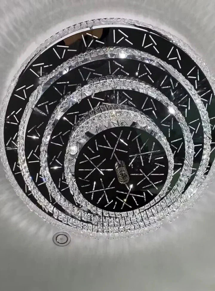 Oversized Modern Creative Flush Mount Round Multi-layers Crystal Pendant Chandelier for Living/Dining Room/Hallway-Manorlights