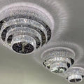 Oversized Modern Creative Flush Mount Round Multi-layers Crystal Pendant Chandelier for Living/Dining Room/Hallway-Manorlights