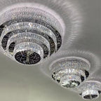 Oversized Modern Creative Flush Mount Round Multi-layers Crystal Pendant Chandelier for Living/Dining Room/Hallway-Manorlights