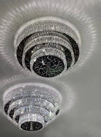Oversized Modern Creative Flush Mount Round Multi-layers Crystal Pendant Chandelier for Living/Dining Room/Hallway-Manorlights