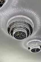 Oversized Modern Creative Flush Mount Round Multi-layers Crystal Pendant Chandelier for Living/Dining Room/Hallway-Manorlights