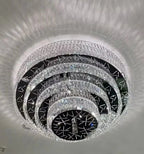 Oversized Modern Creative Flush Mount Round Multi-layers Crystal Pendant Chandelier for Living/Dining Room/Hallway-Manorlights