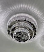 Oversized Modern Creative Flush Mount Round Multi-layers Crystal Pendant Chandelier for Living/Dining Room/Hallway-Manorlights