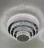 Oversized Modern Creative Flush Mount Round Multi-layers Crystal Pendant Chandelier for Living/Dining Room/Hallway-Manorlights