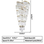 Oversized Modern Designer Creative Multi - tiered Luxury Spiral Crystal Chandelier For High - ceiling Foyer/Entryway/Hallway - D31.5"*H70.9" - Manorlights