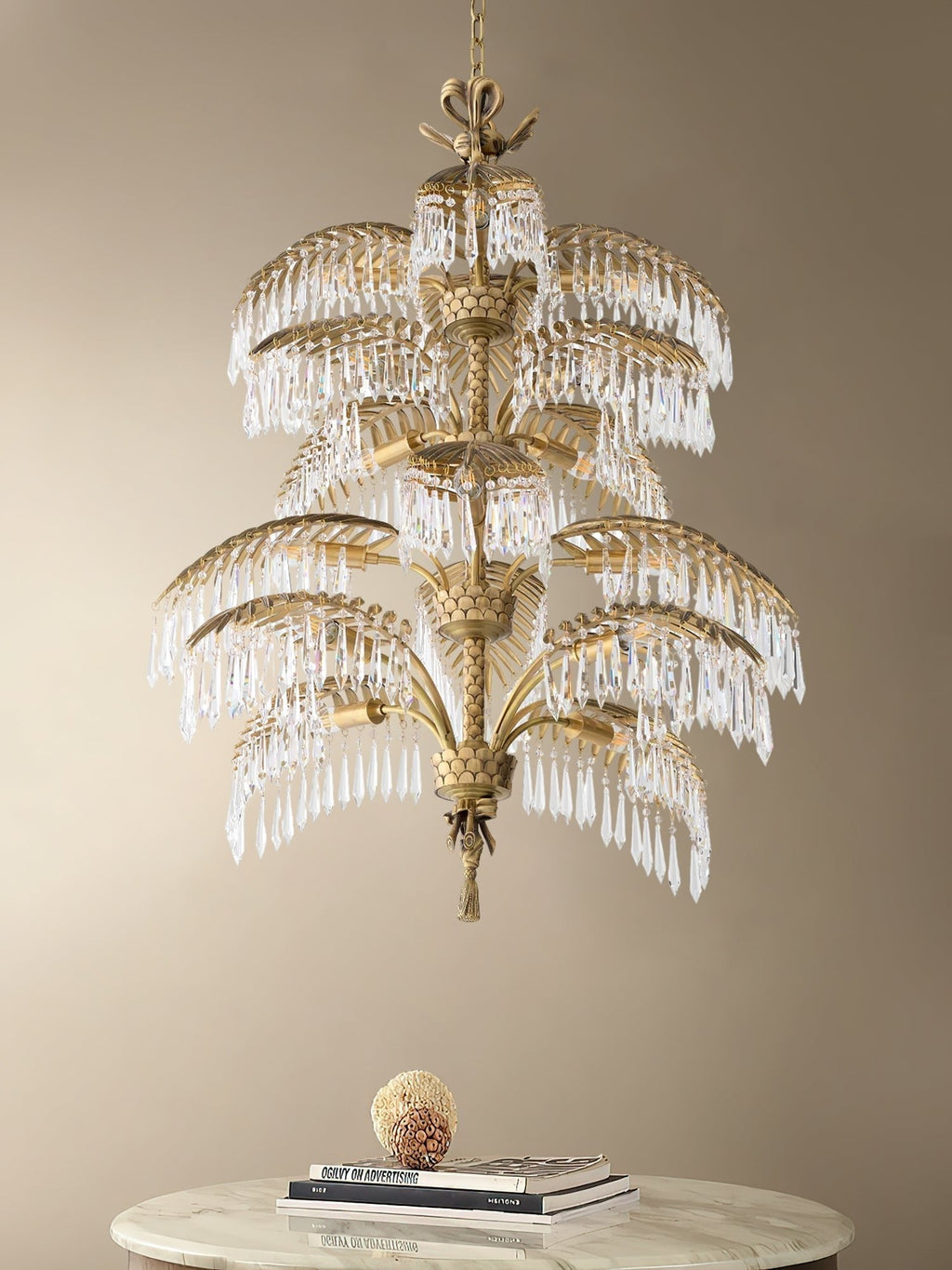 Palmera Brass Crystal Chandelier - ∅37.4″ x H 41.7″Brass & ClearManorlights