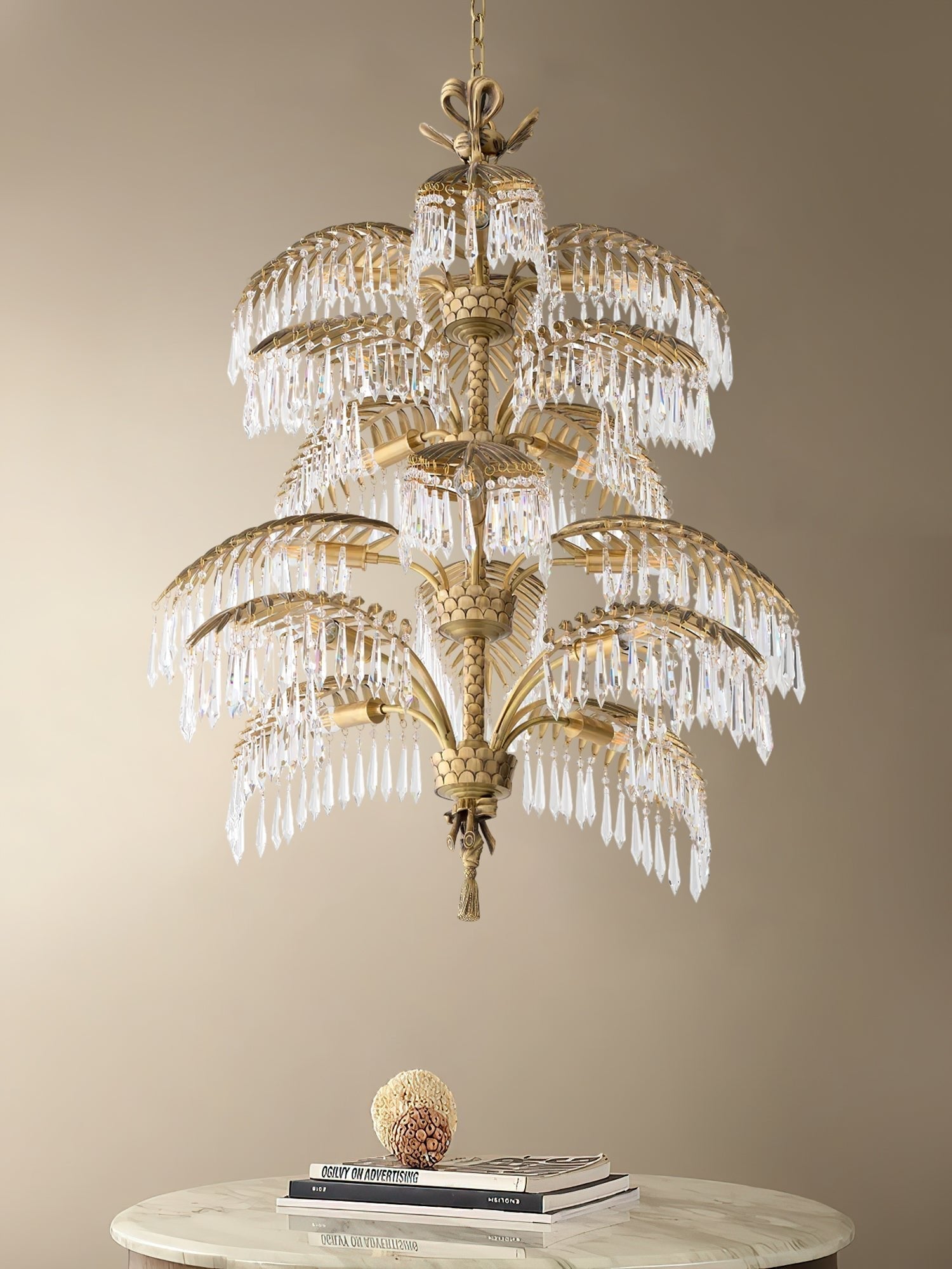 Palmera Brass Crystal Chandelier - ∅37.4″ x H 41.7″Brass & ClearManorlights