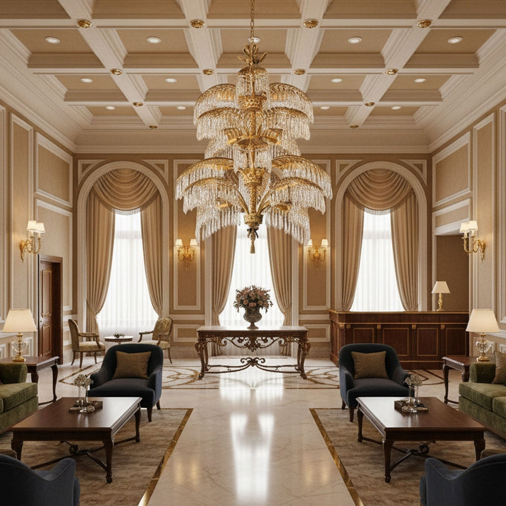 Palmera Brass Crystal Chandelier - ∅37.4″ x H 41.7″Brass & ClearManorlights