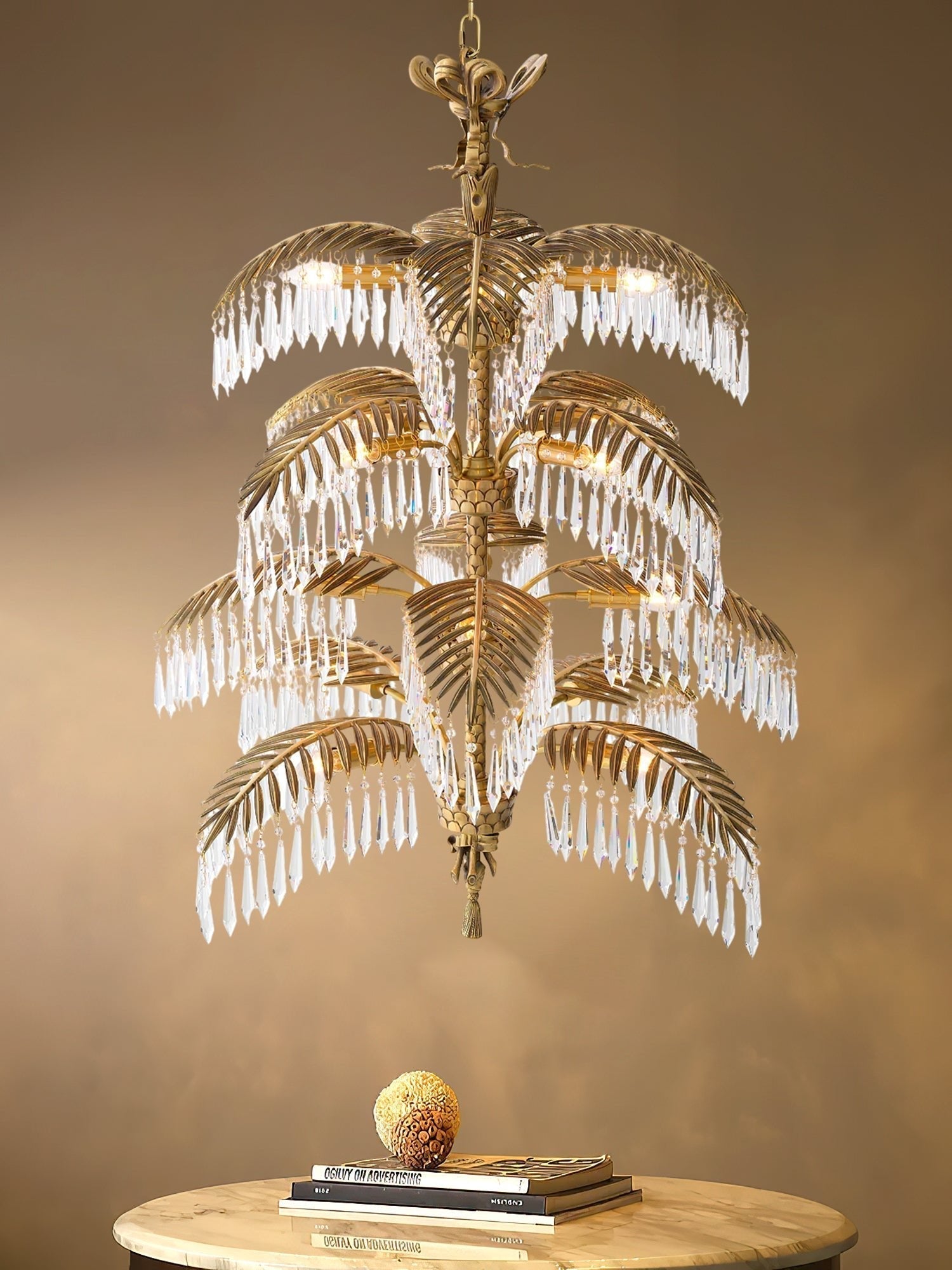 Palmera Brass Crystal Chandelier - ∅37.4″ x H 41.7″Brass & ClearManorlights