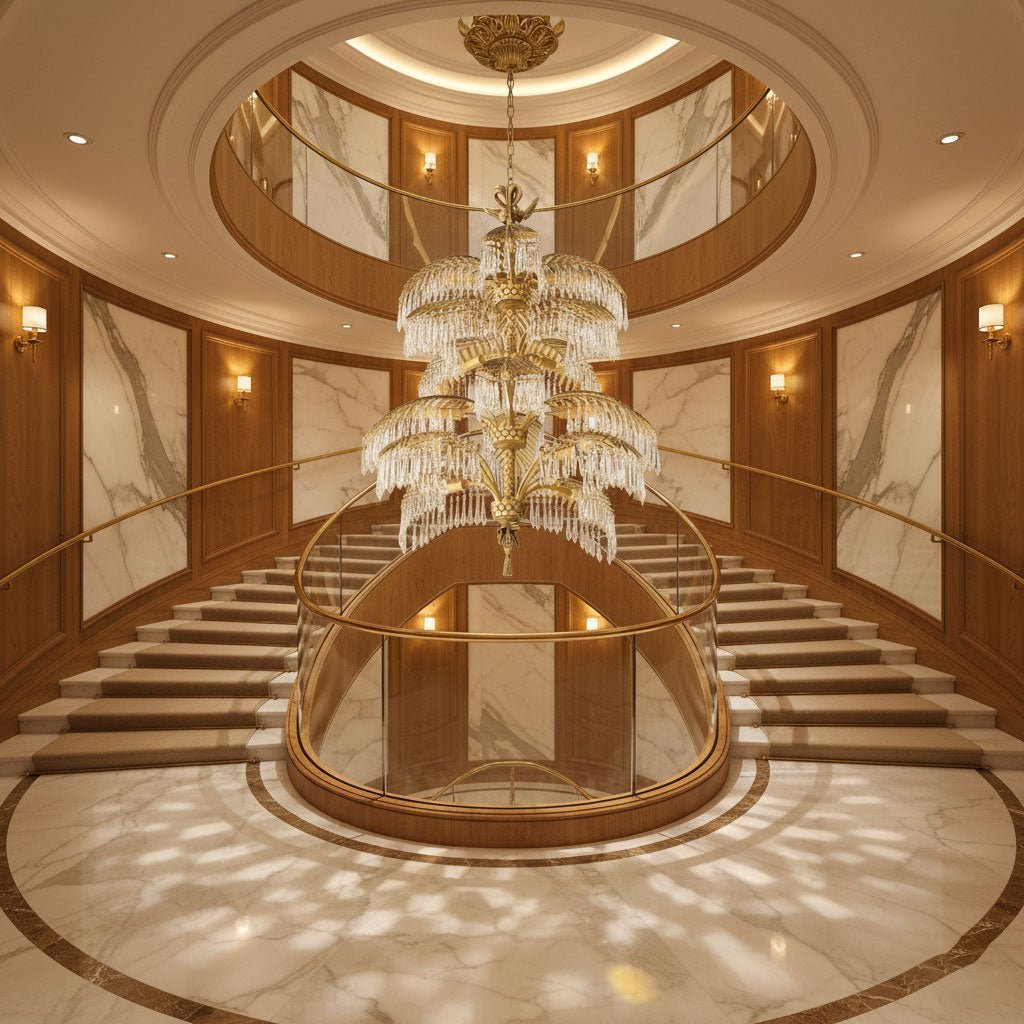 Palmera Brass Crystal Chandelier - ∅37.4″ x H 41.7″Brass & ClearManorlights