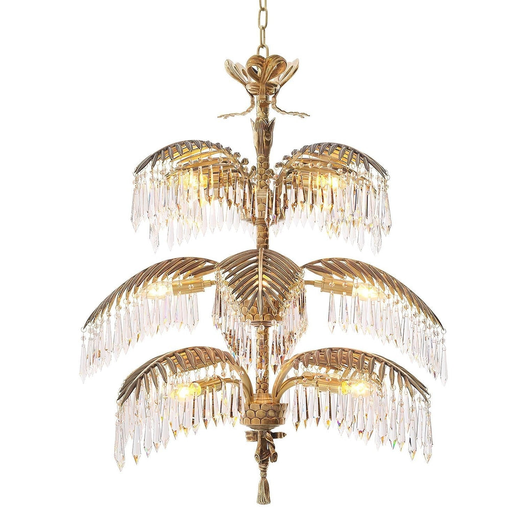 Palmera Brass Crystal Chandelier - ∅37.4″ x H 41.7″Brass & ClearManorlights