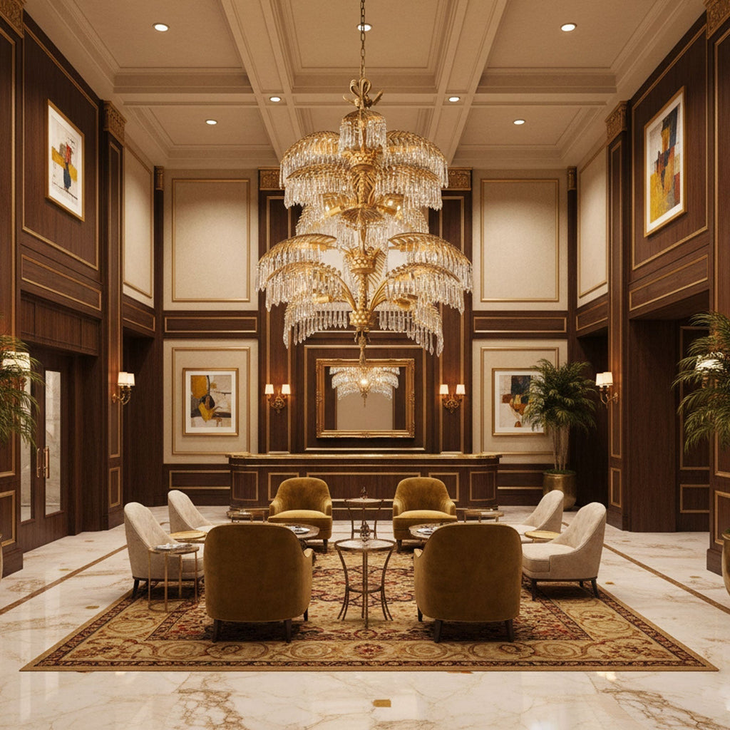 Palmera Brass Crystal Chandelier - ∅37.4″ x H 41.7″Brass & ClearManorlights