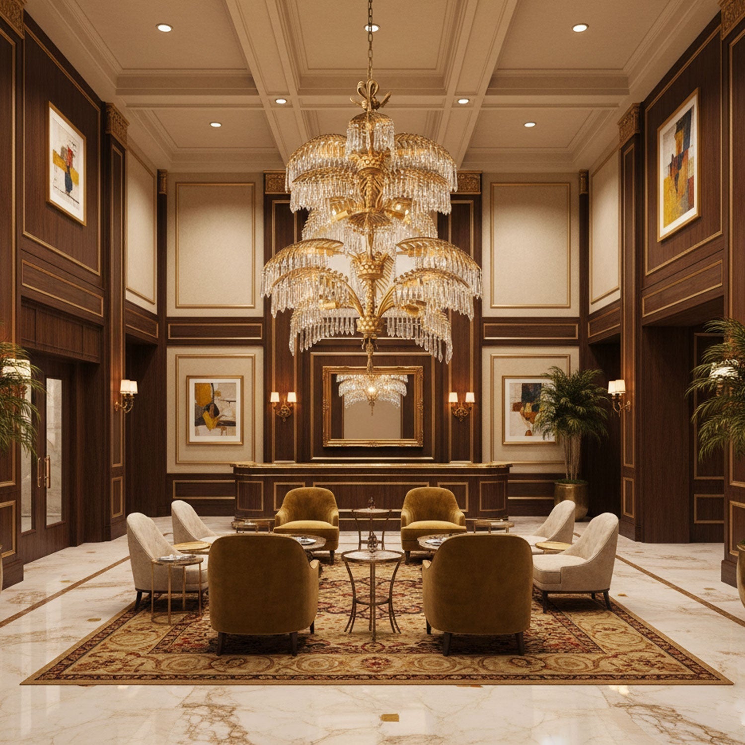 Palmera Brass Crystal Chandelier - ∅37.4″ x H 41.7″Brass & ClearManorlights