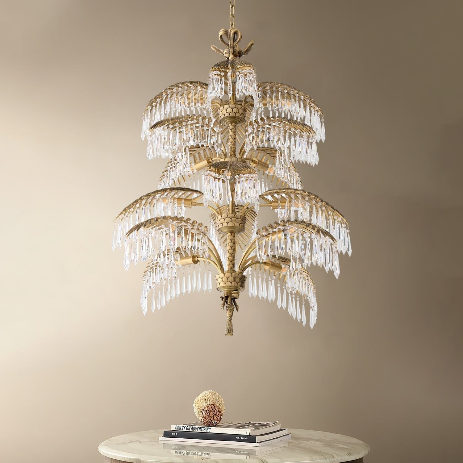 Palmera Brass Crystal Chandelier - ∅37.4″ x H 41.7″Brass & ClearManorlights