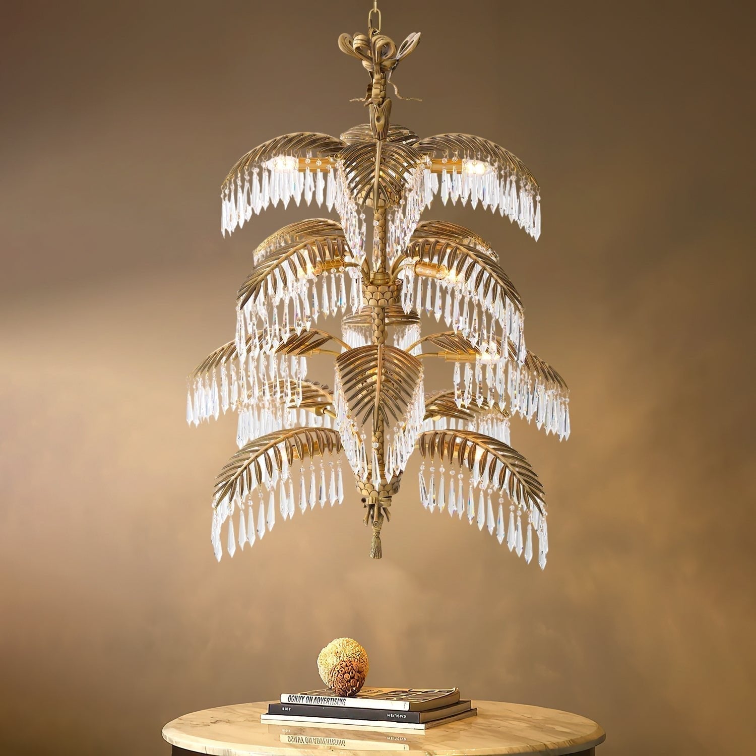 Palmera Brass Crystal Chandelier - ∅37.4″ x H 41.7″Brass & ClearManorlights