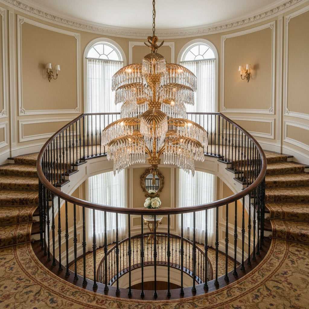 Palmera Brass Crystal Chandelier - ∅37.4″ x H 41.7″Brass & ClearManorlights