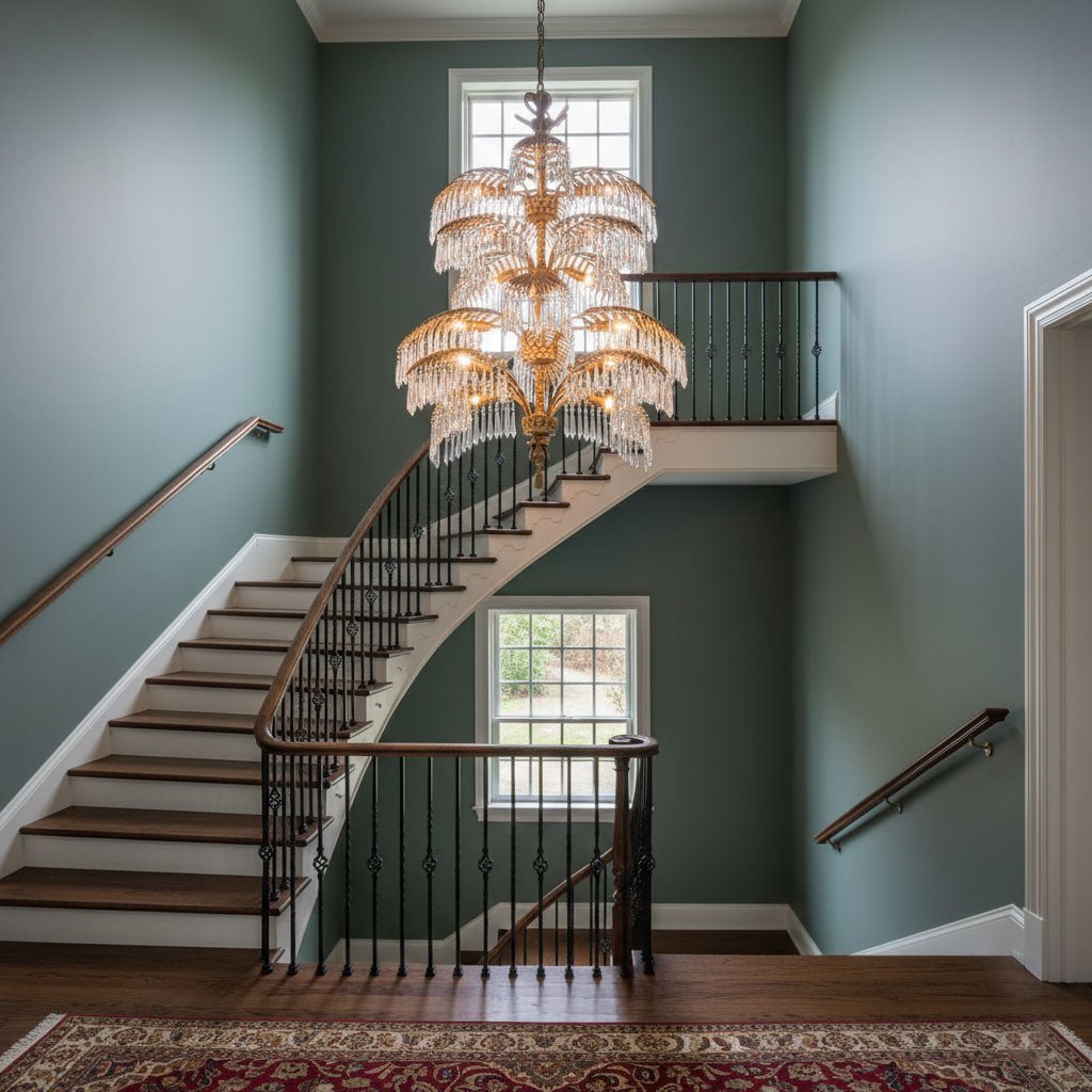 Palmera Brass Crystal Chandelier - ∅37.4″ x H 41.7″Brass & ClearManorlights