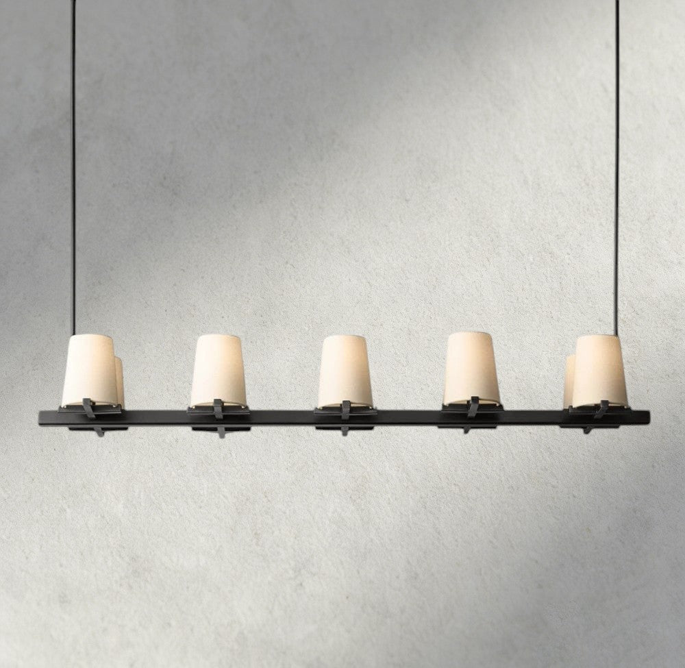 Pauillac Fabric Shade Linear Chandelier 49", 60"-chandelier-Manorlights