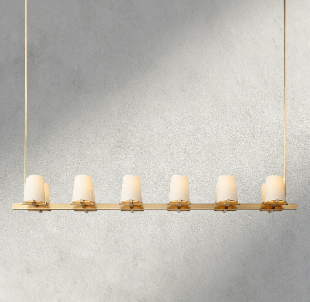 Pauillac Fabric Shade Linear Chandelier 49", 60"-chandelier-Manorlights