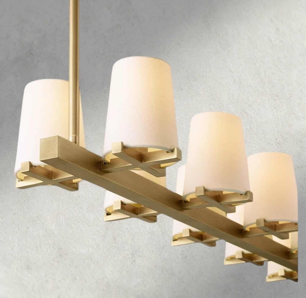 Pauillac Fabric Shade Linear Chandelier 49", 60"-chandelier-Manorlights