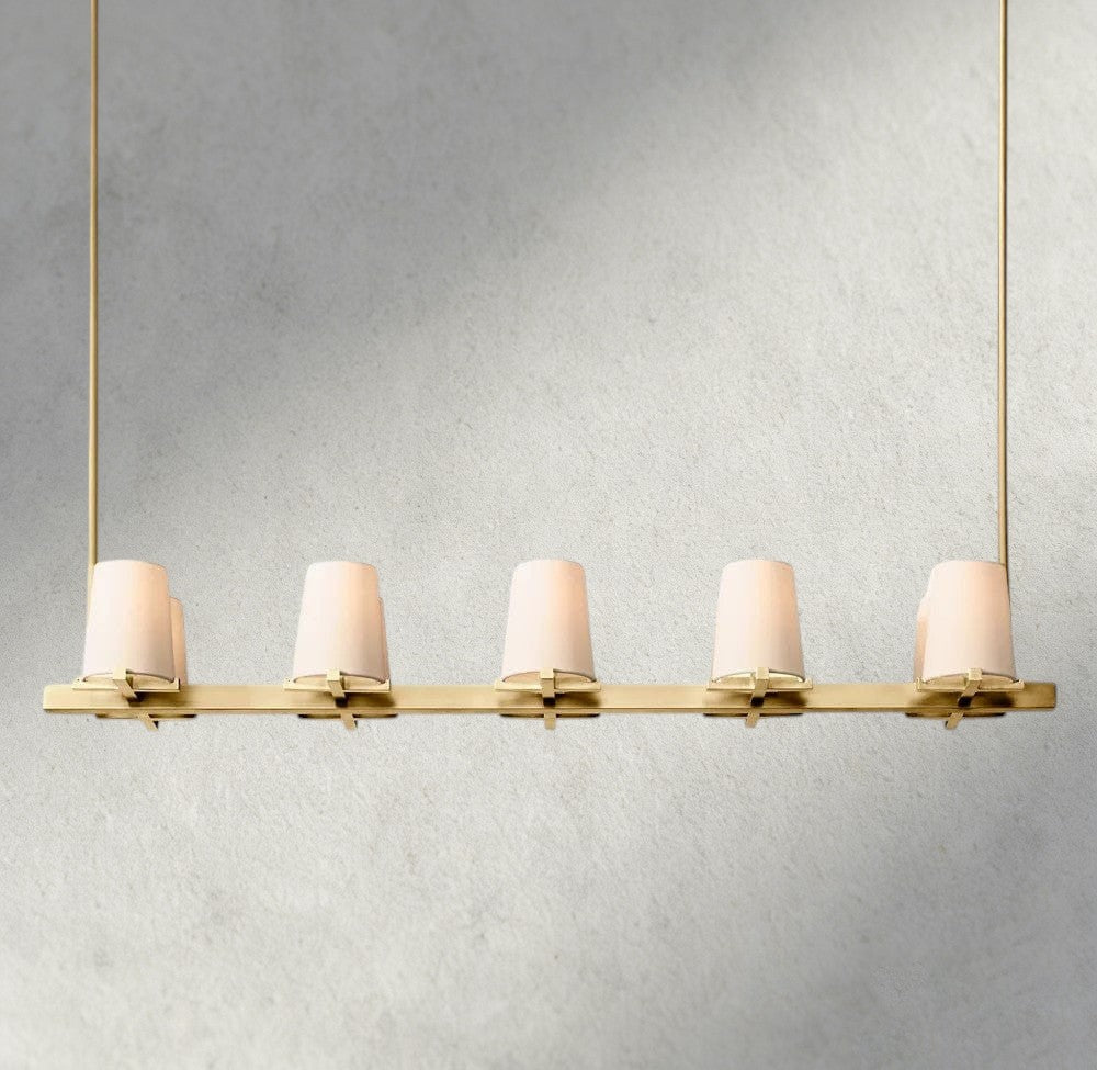 Pauillac Fabric Shade Linear Chandelier 49", 60"-chandelier-Manorlights