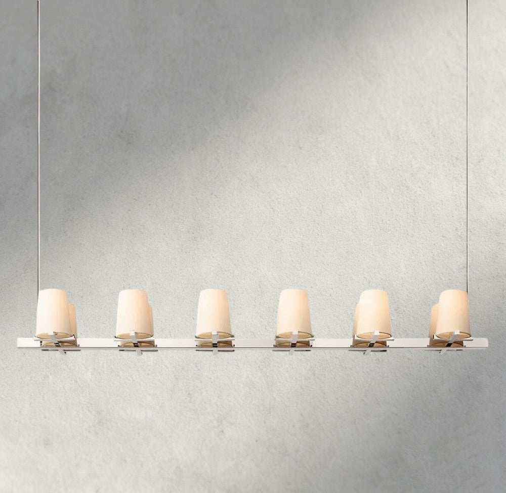 Pauillac Fabric Shade Linear Chandelier 49", 60"-chandelier-Manorlights