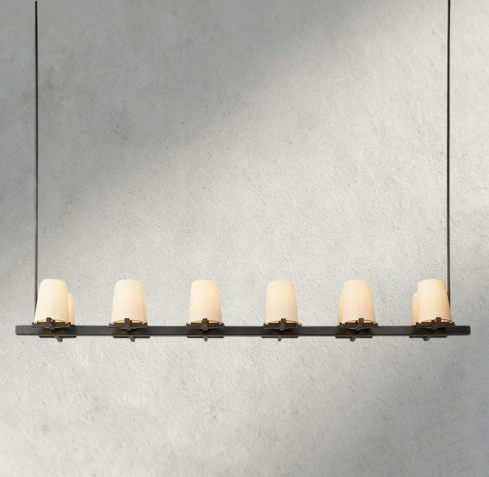 Pauillac Fabric Shade Linear Chandelier 49", 60"-chandelier-Manorlights