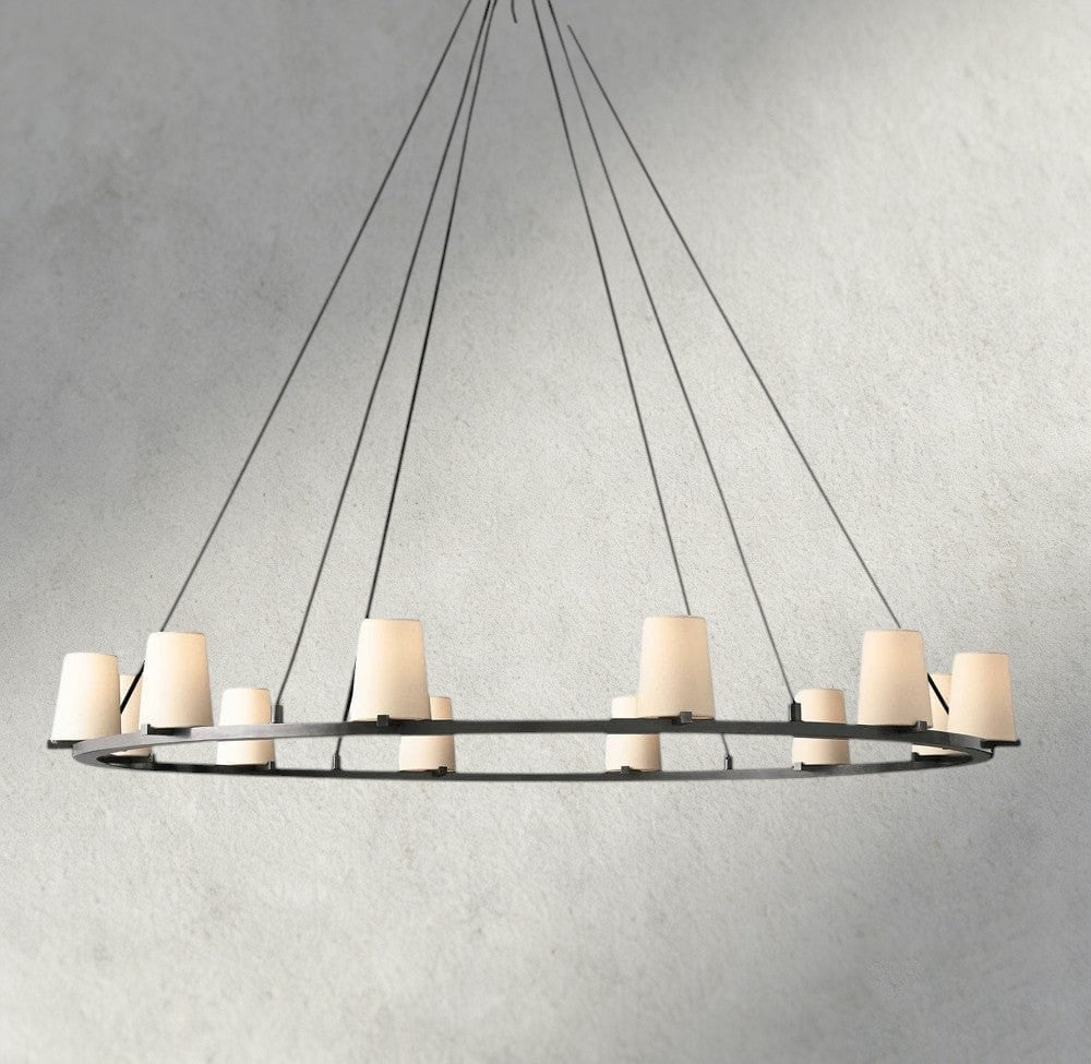 Pauillac Fabric Shade Round Chandelier 36", 48", 60"-chandelier-Manorlights