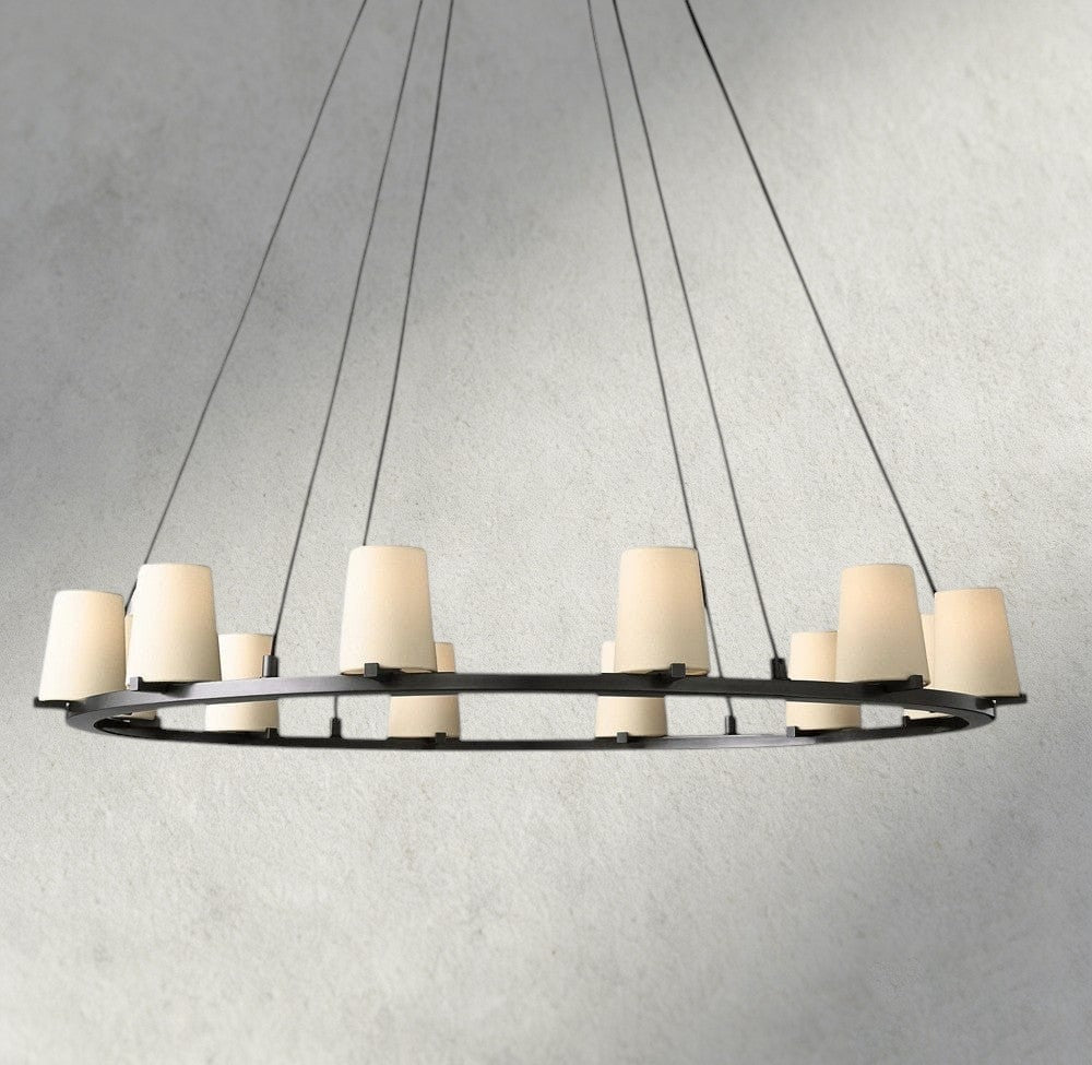 Pauillac Fabric Shade Round Chandelier 36", 48", 60"-chandelier-Manorlights