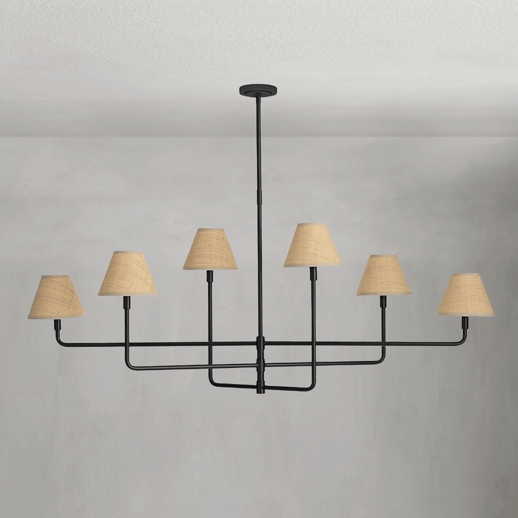 Polara Rattan Chandelier in Blackened Brass -  - Manorlights
