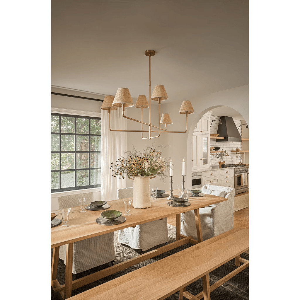 Polara Rattan Chandelier in Blackened Brass -  - Manorlights