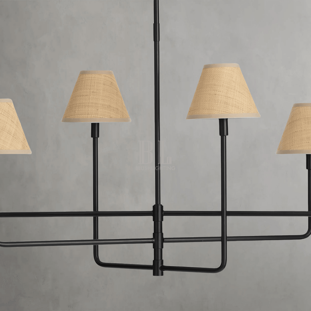 Polara Rattan Chandelier in Blackened Brass -  - Manorlights