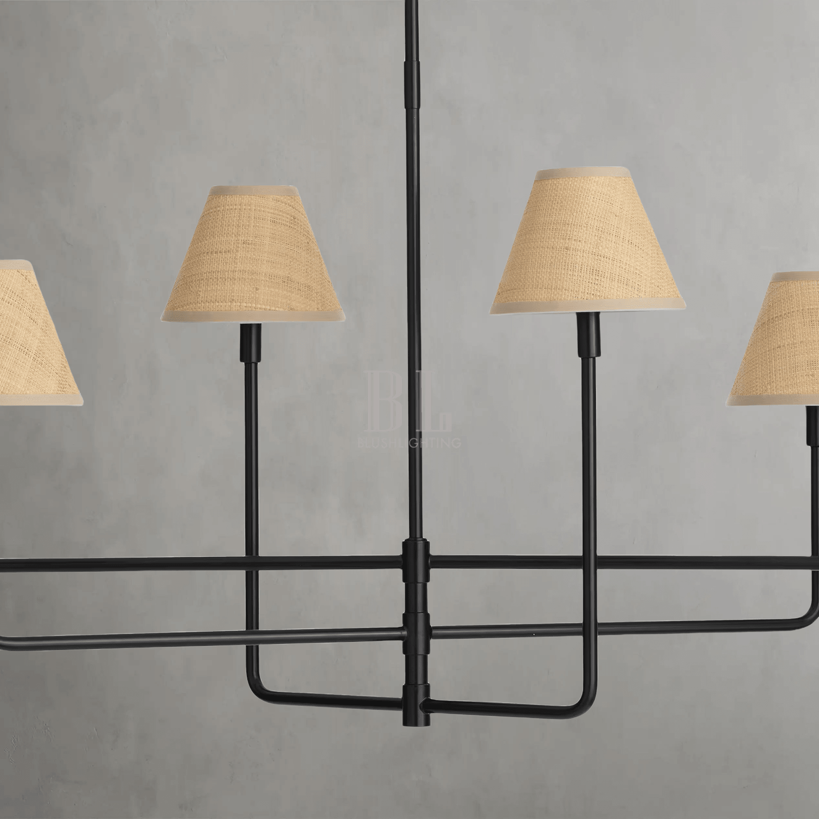 Polara Rattan Chandelier in Blackened Brass -  - Manorlights
