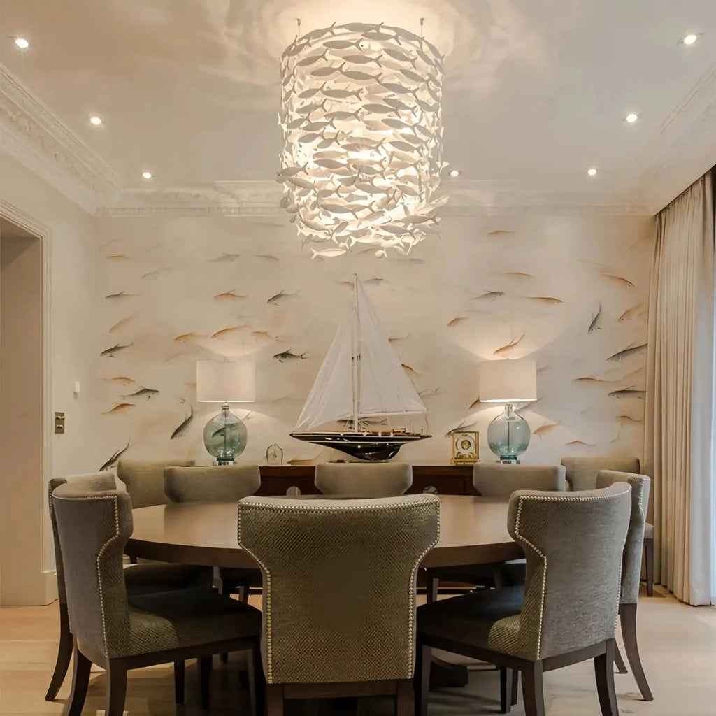 Porcelain Fish Shaped Dining Table Chandelier-Manorlights