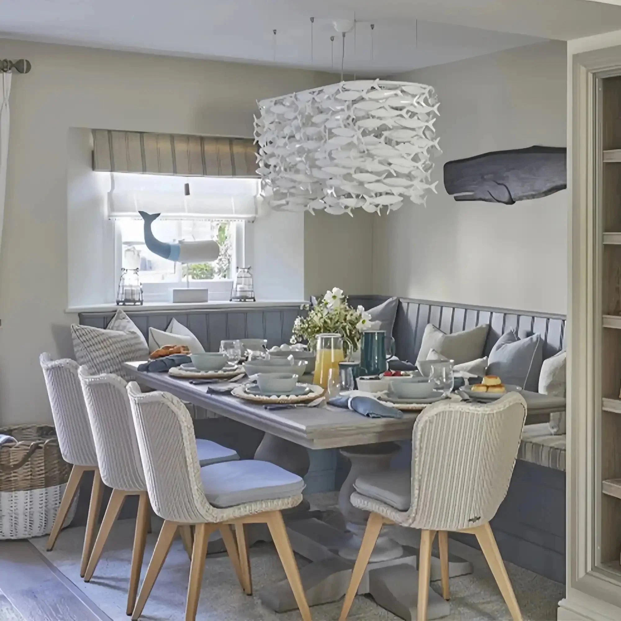 Porcelain Fish Shaped Dining Table Chandelier-Manorlights