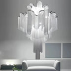 Post-Modern Extra Large Stainless Steel Long Tassel Chandelier-Manorlights