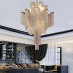 Post-Modern Extra Large Stainless Steel Long Tassel Chandelier-Manorlights