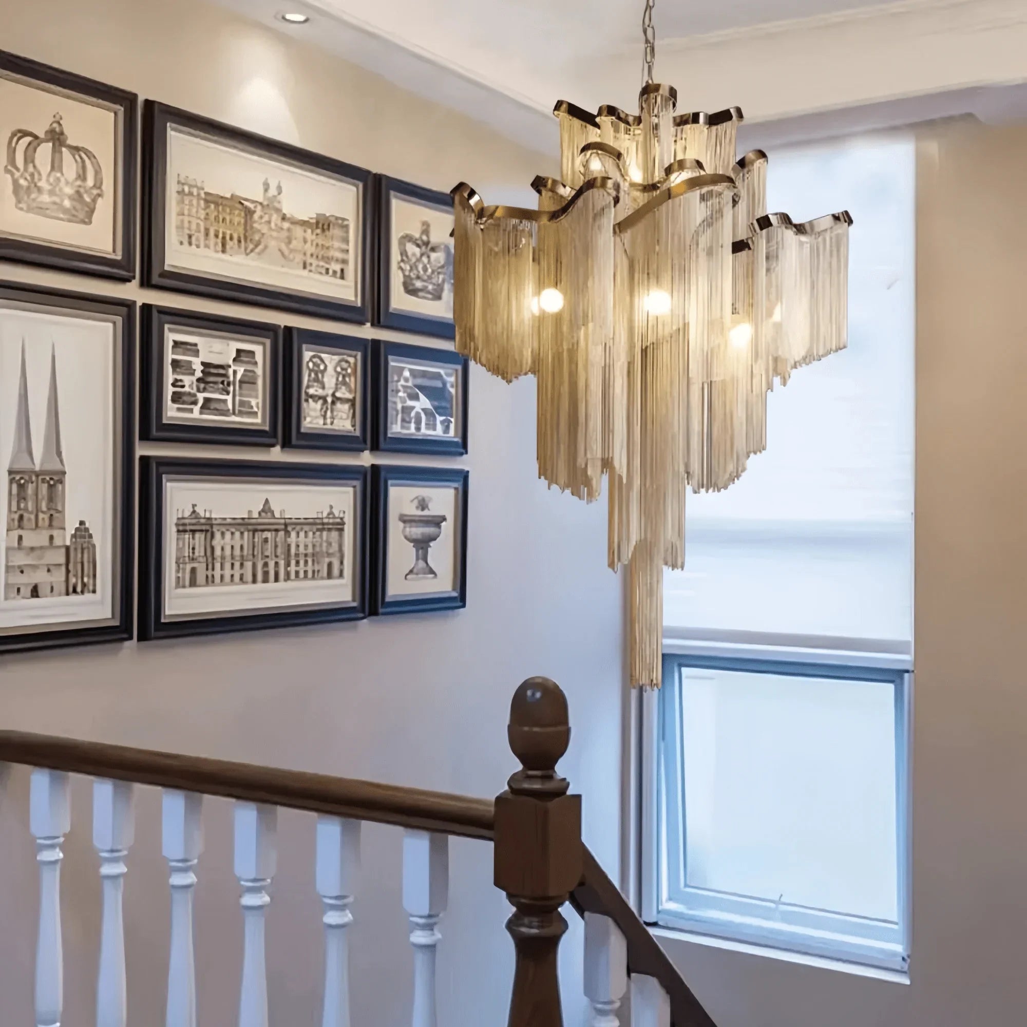 Post-Modern Extra Large Stainless Steel Long Tassel Chandelier-Manorlights