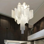 Post-Modern Extra Large Stainless Steel Long Tassel Chandelier-Manorlights