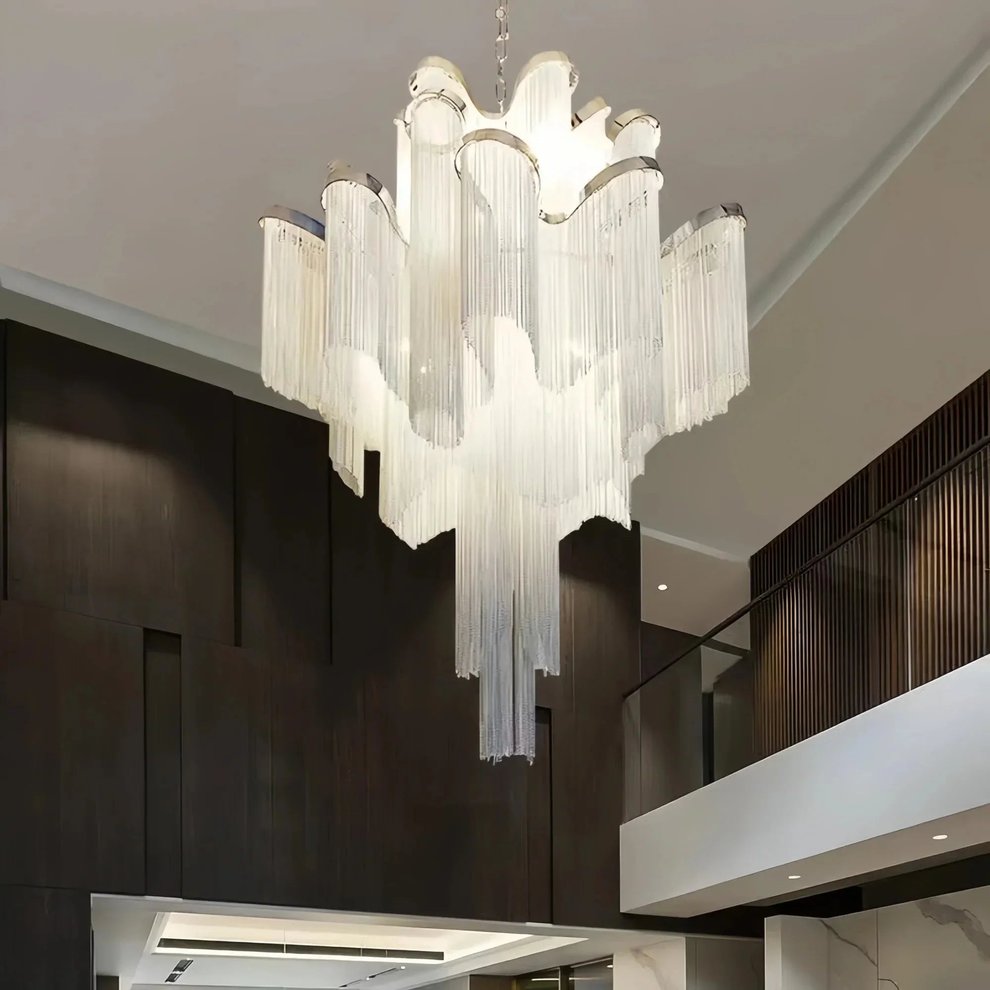 Post-Modern Extra Large Stainless Steel Long Tassel Chandelier-Manorlights