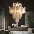 Post-Modern Extra Large Stainless Steel Long Tassel Chandelier-Manorlights