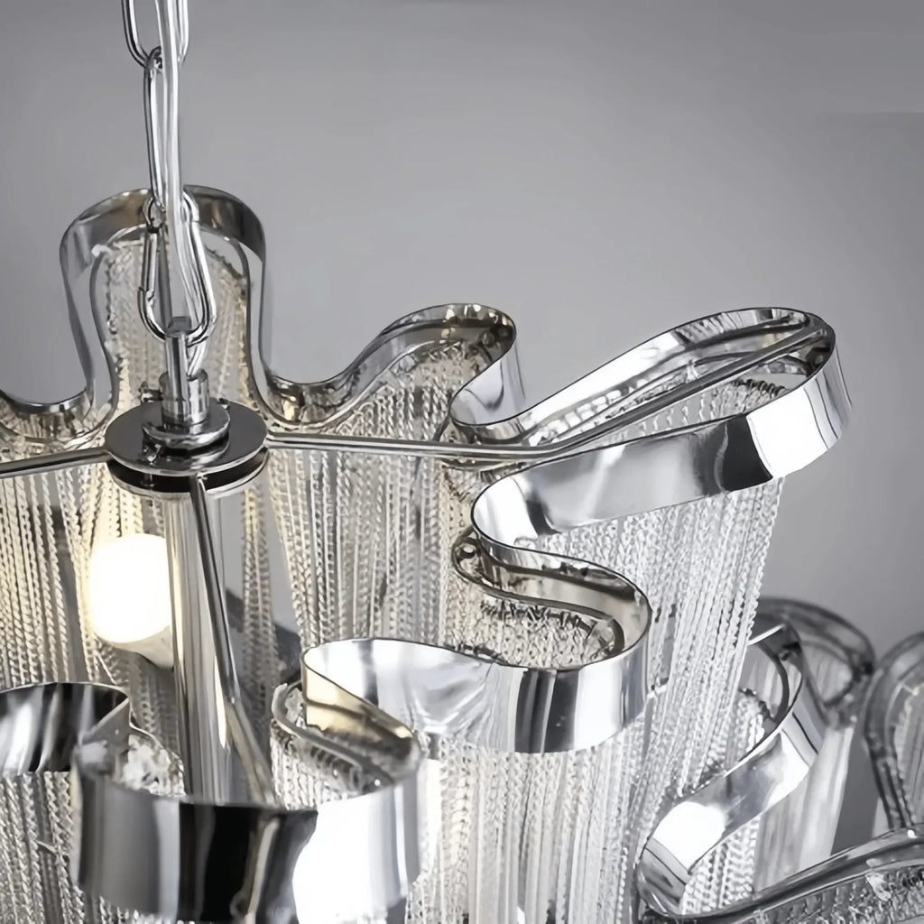 Post-Modern Extra Large Stainless Steel Long Tassel Chandelier-Manorlights