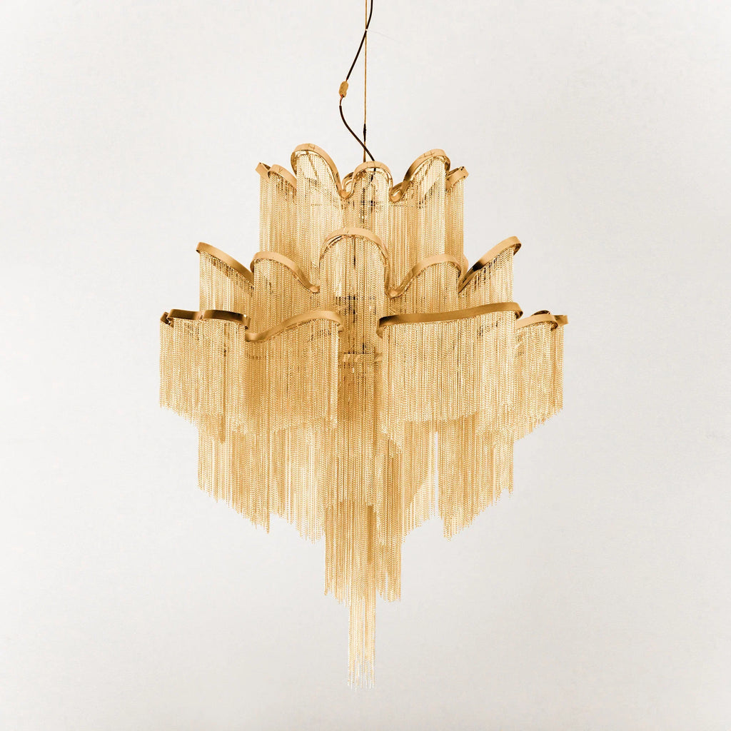 Post-Modern Extra Large Stainless Steel Long Tassel Chandelier-Manorlights
