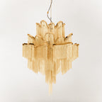 Post-Modern Extra Large Stainless Steel Long Tassel Chandelier-Manorlights