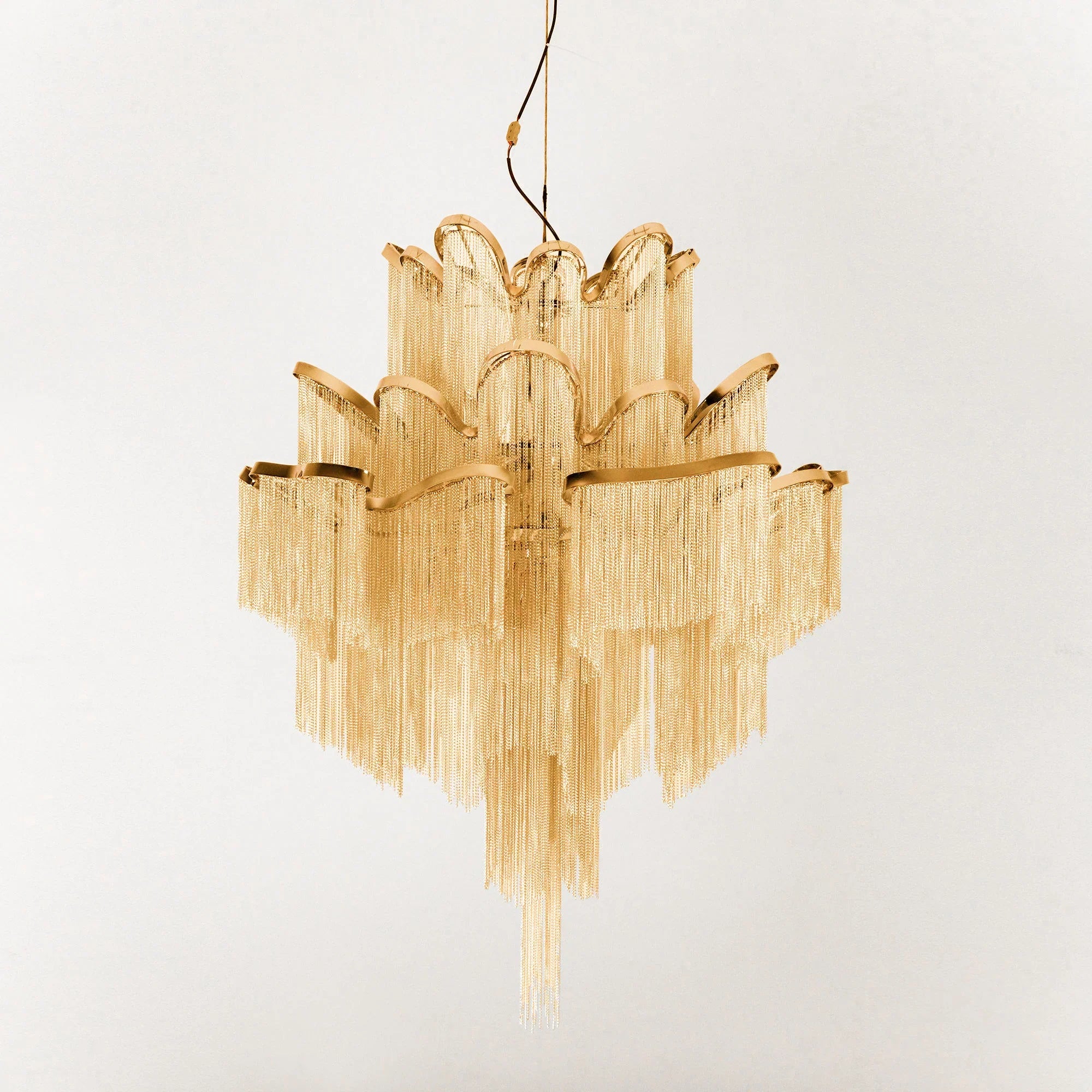 Post-Modern Extra Large Stainless Steel Long Tassel Chandelier-Manorlights
