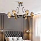 Post - modern Light Luxury Full Brass Chandelier for Living Room/Bedroom - 6 Lights: D35.8"*H8.7"/15kgSmoky GreyWarm Light-Manor Lights