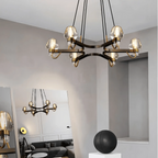 Post - modern Light Luxury Full Brass Chandelier for Living Room/Bedroom - 6 Lights: D35.8"*H8.7"/15kgSmoky GreyWarm Light-Manor Lights