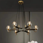 Post - modern Light Luxury Full Brass Chandelier for Living Room/Bedroom - 6 Lights: D30.7"*H8.7"/12kgClearWarm Light-Manor Lights